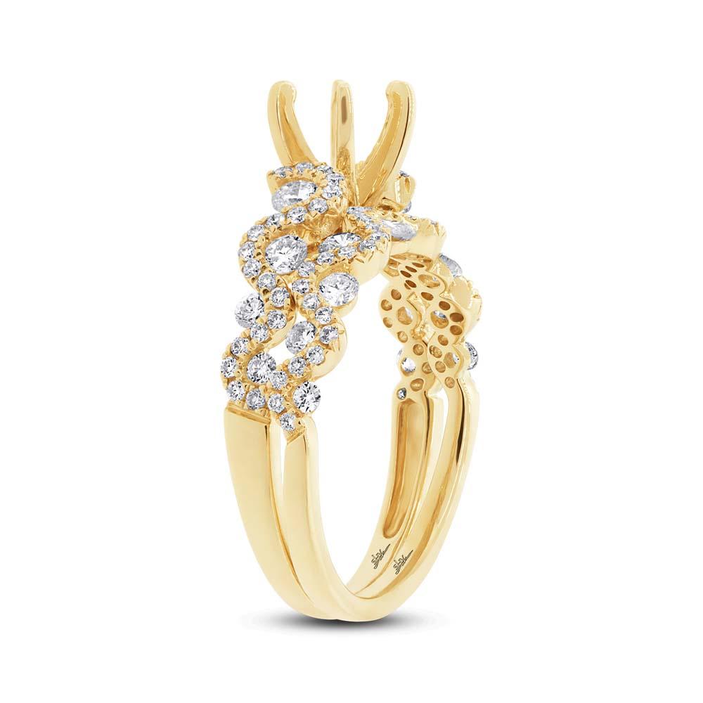 14k Yellow Gold Diamond Semi-mount Ring 2-pc for 1.00ct Center - 1.04ct