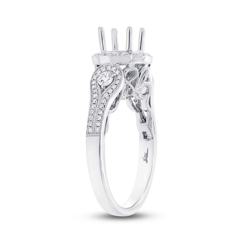 14k White Gold Diamond Semi-mount Ring for 0.75ct Center - 0.43ct