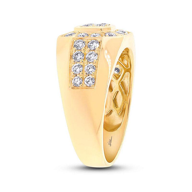 14k Yellow Gold Diamond Men's Ring - 1.18ct