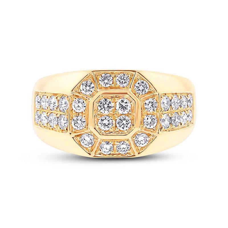 14k Yellow Gold Diamond Men's Ring - 1.18ct
