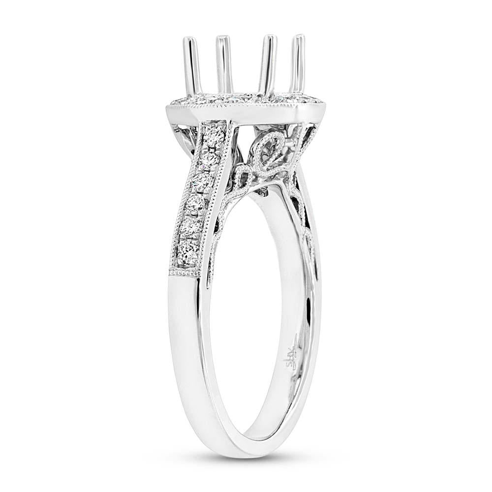 14k White Gold Diamond Semi-mount Ring for 1.50ct Center - 0.36ct