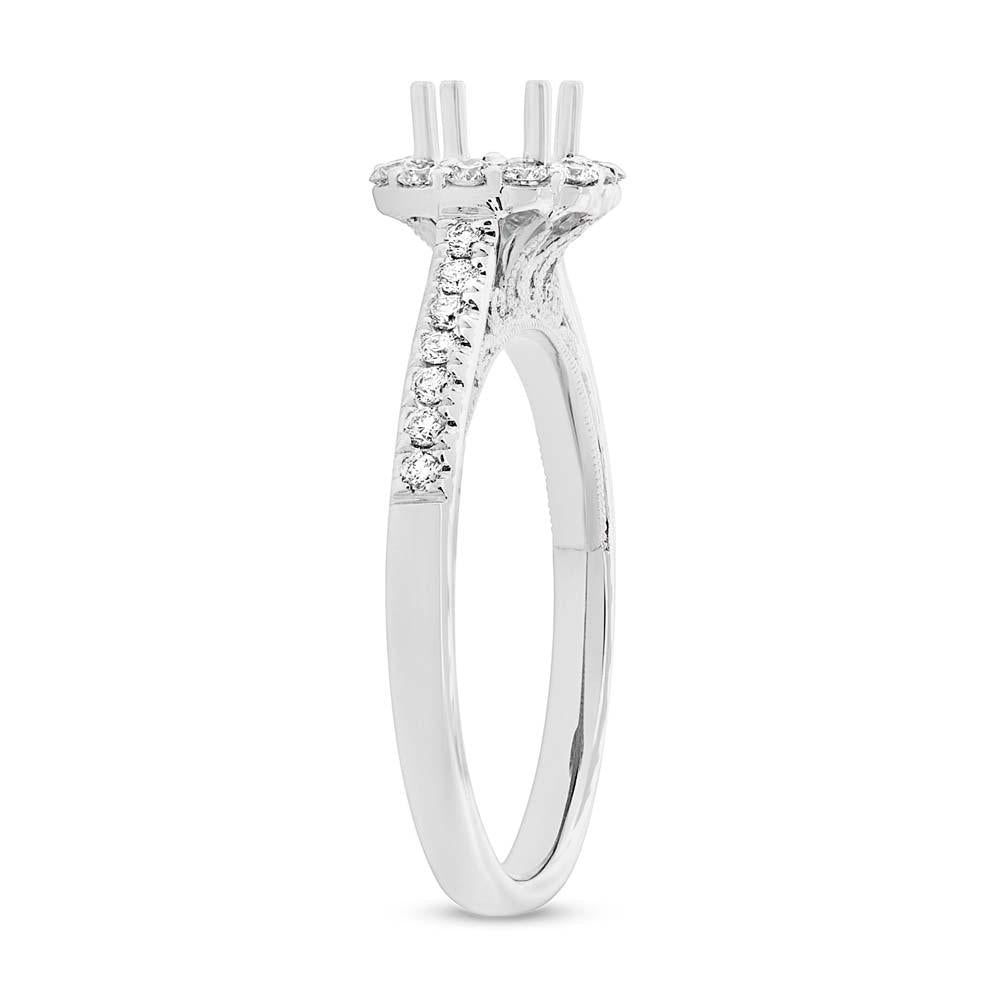 18k White Gold Diamond Semi-mount Ring for 0.50ct Center Size 6.5 - 0.34ct