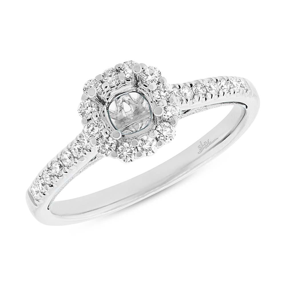 18k White Gold Diamond Semi-mount Ring for 0.50ct Center Size 6.5 - 0.34ct