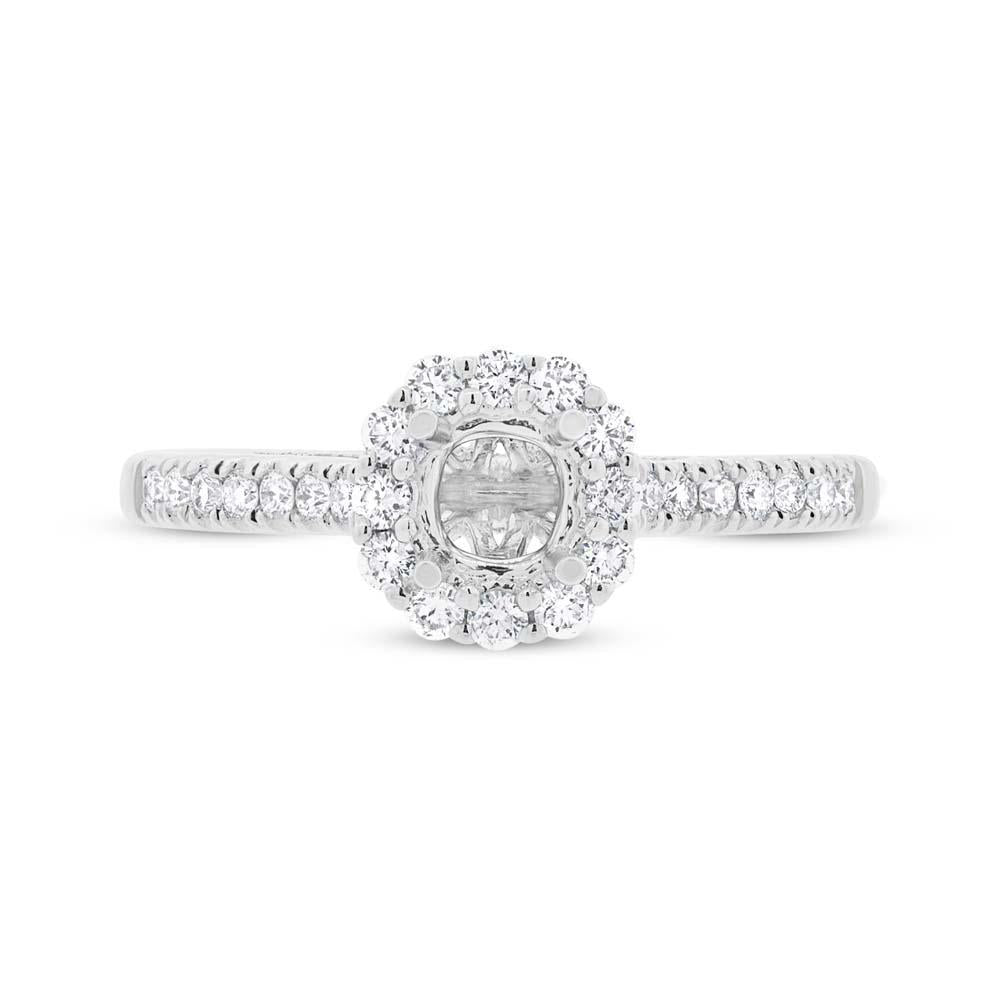 18k White Gold Diamond Semi-mount Ring for 0.50ct Center Size 6.5 - 0.34ct