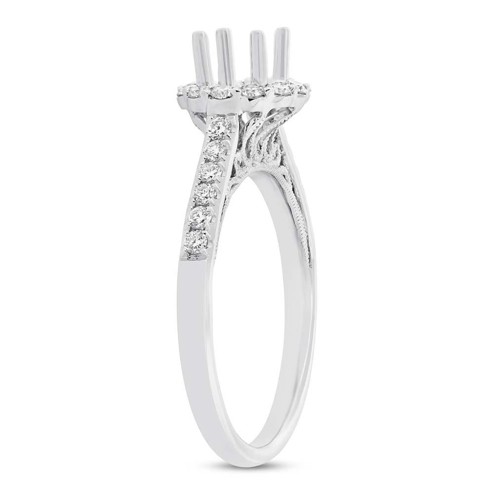 18k White Gold Diamond Semi-mount Ring for 0.50ct Center Size 6.5 - 0.41ct