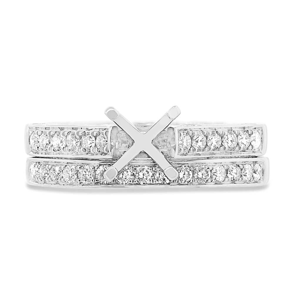 14k White Gold Diamond Semi-mount Ring 2-pc for 1.00Center - 0.80ct