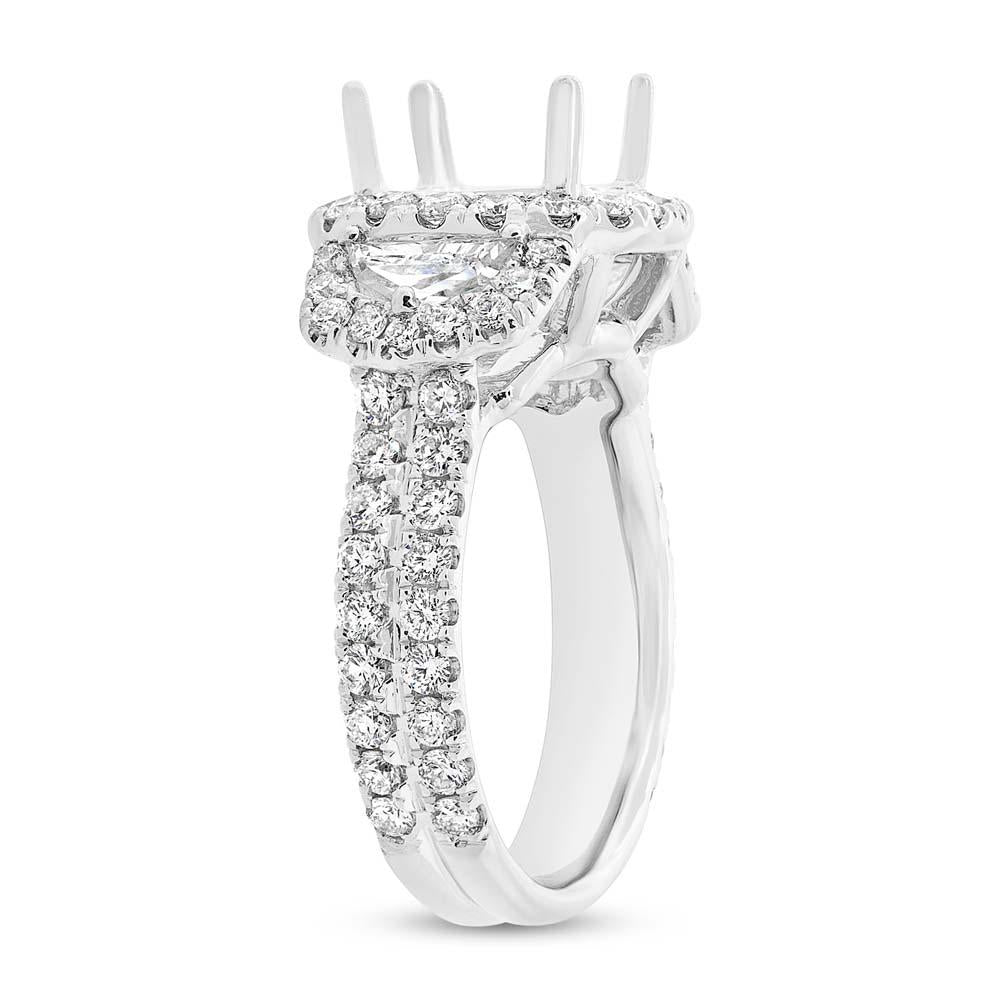 18k White Gold Diamond Semi-mount Ring for 9x9mm Center - 2.30ct