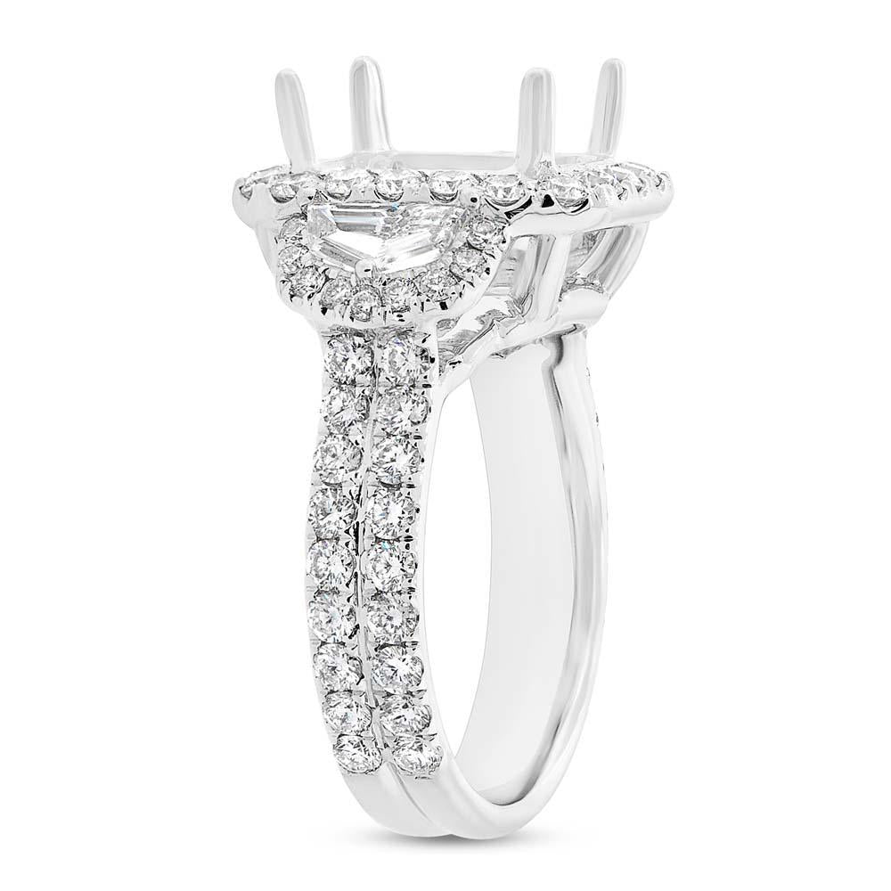 18k White Gold Diamond Semi-mount Ring for 11x9mm Center - 2.30ct