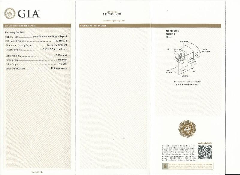 18k Two-tone Rose Gold GIA Certified Marquise Shape Natural Pink Diamond Ring - 1.03ct