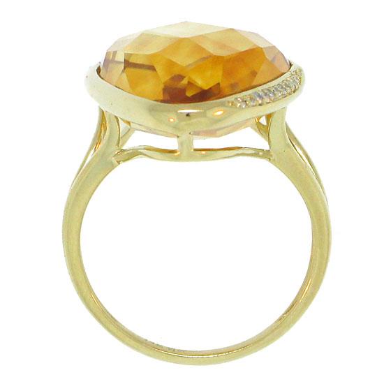 Diamond & 19.65ct Citrine 14k Yellow Gold Ring - 0.10ct