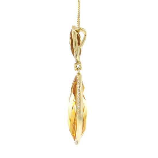 Diamond & 23.70ct Citrine 14k Yellow Gold Pendant - 0.18ct