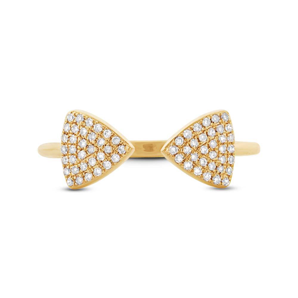 14k Yellow Gold Diamond Triangle Lady's Ring - 0.18ct