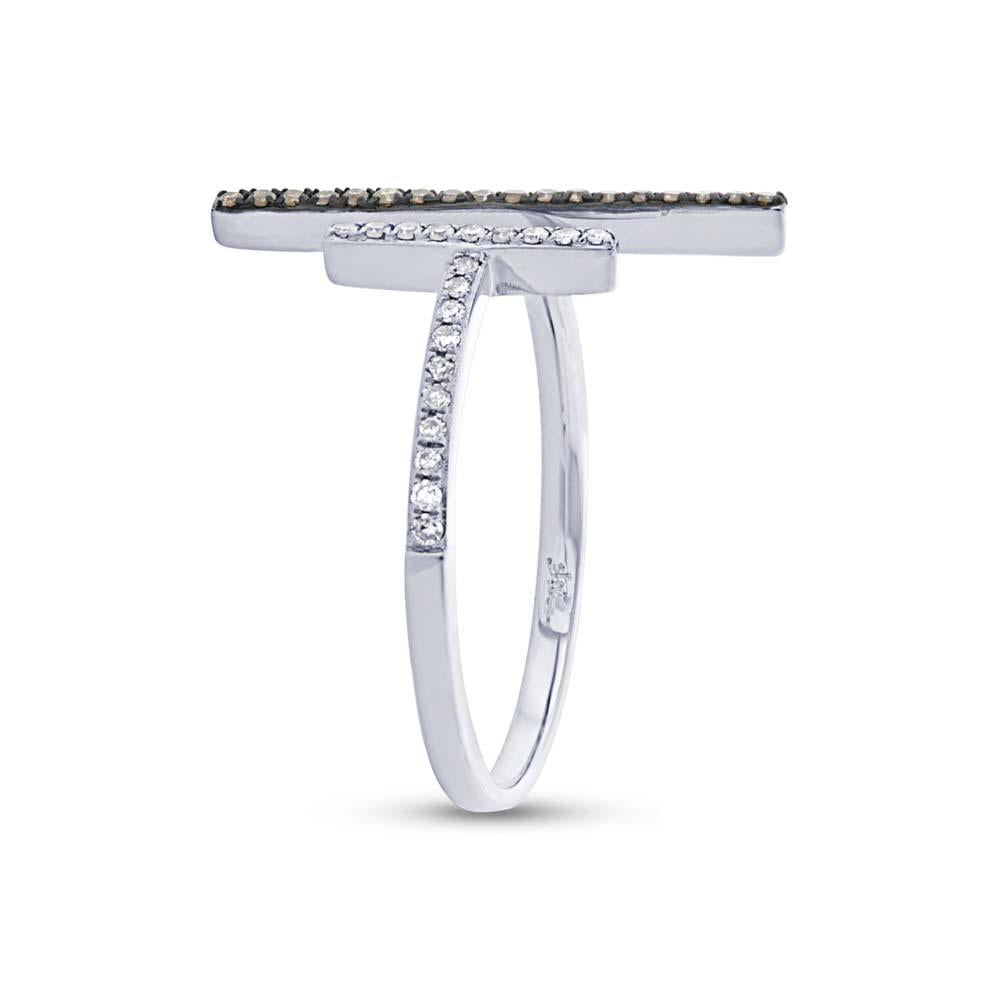 14k White Gold White & Champagne Diamond Ring - 0.19ct