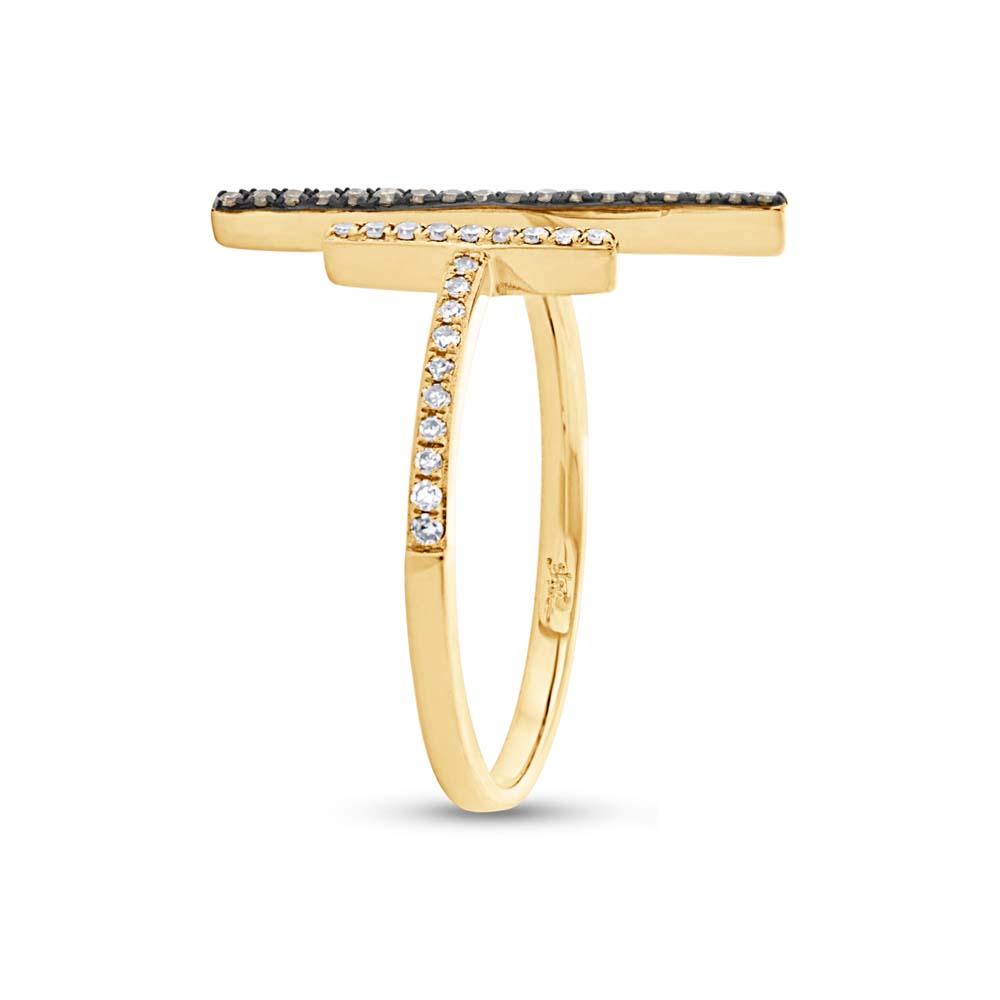 14k Yellow Gold White & Champagne Diamond Ring - 0.19ct