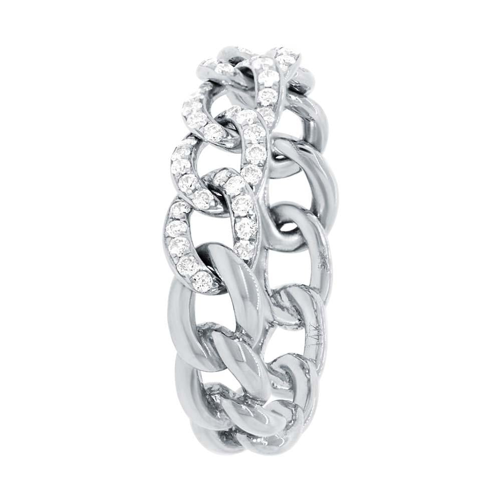 14k White Gold Diamond Chain Ring Size 6 - 0.41ct