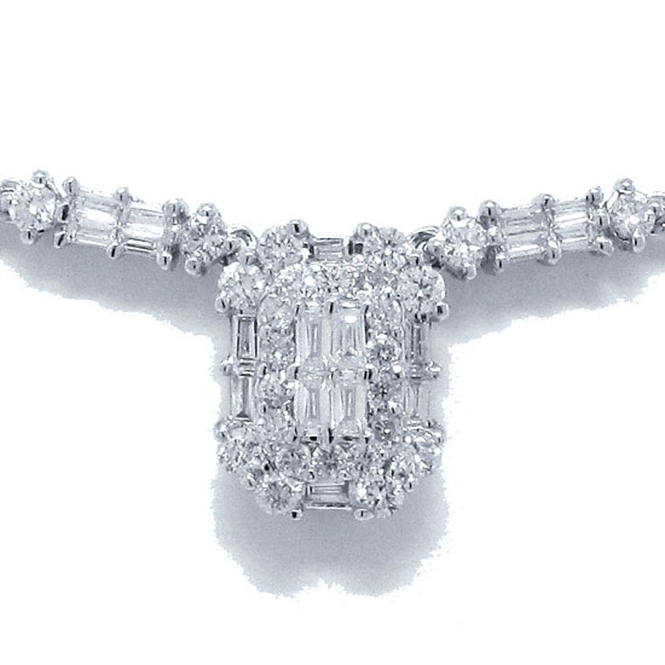 18k White Gold Diamond Necklace - 5.44ct V0103