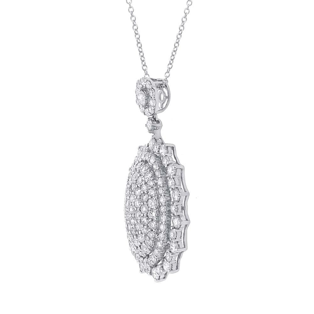 18k White Gold Diamond Pave Pendant - 3.55ct