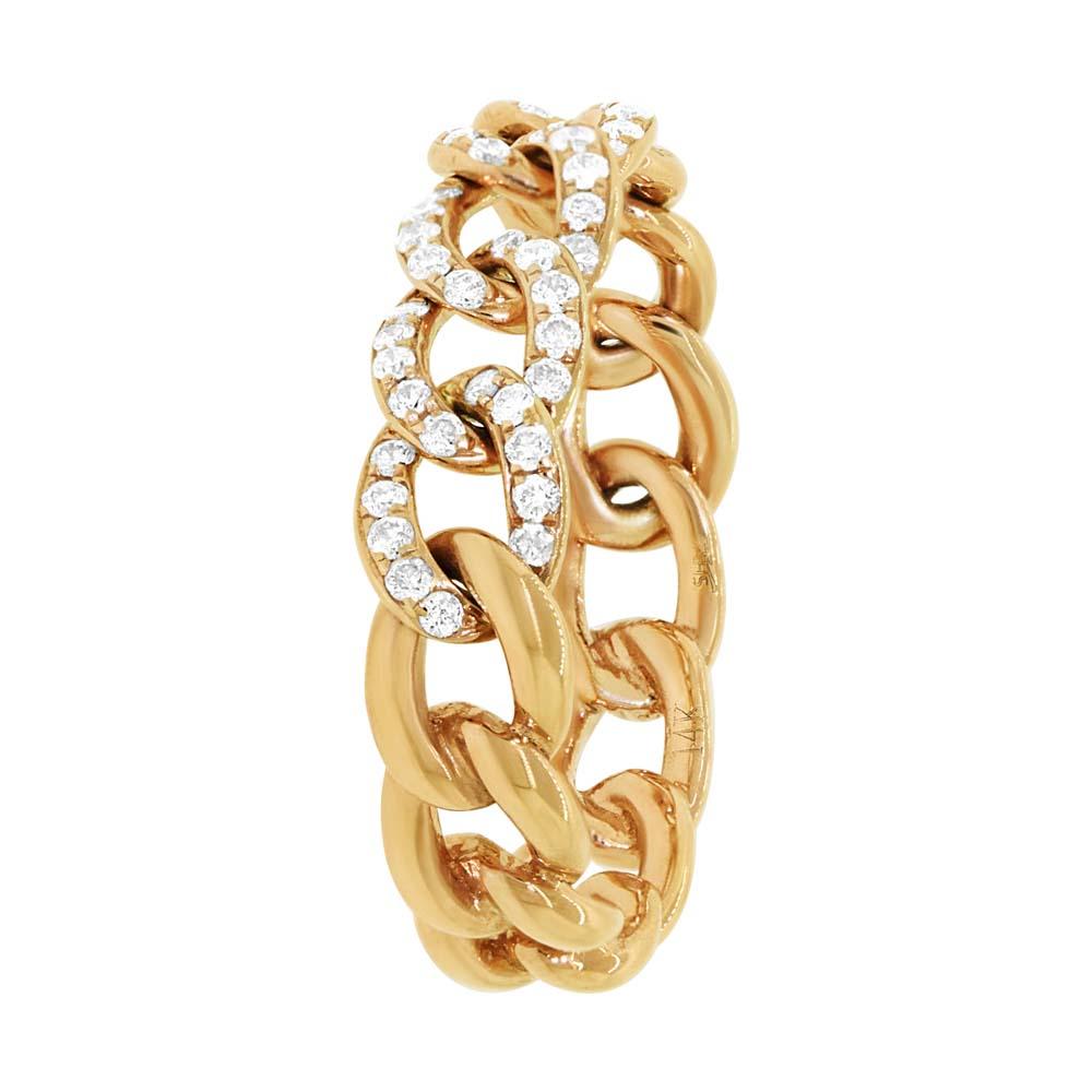 14k Yellow Gold Diamond Chain Ring Size 6 - 0.41ct