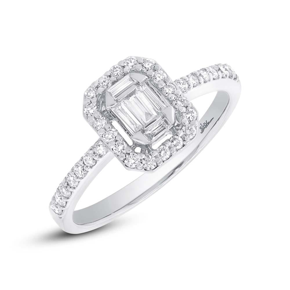 18k White Gold Diamond Baguette Lady's Ring - 0.51ct