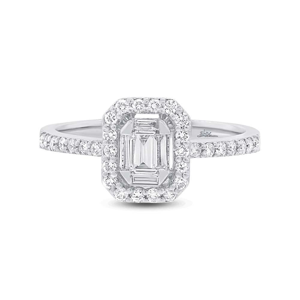 18k White Gold Diamond Baguette Lady's Ring - 0.51ct