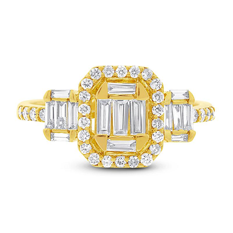18k Yellow Gold Diamond Baguette Lady's Ring - 0.85ct