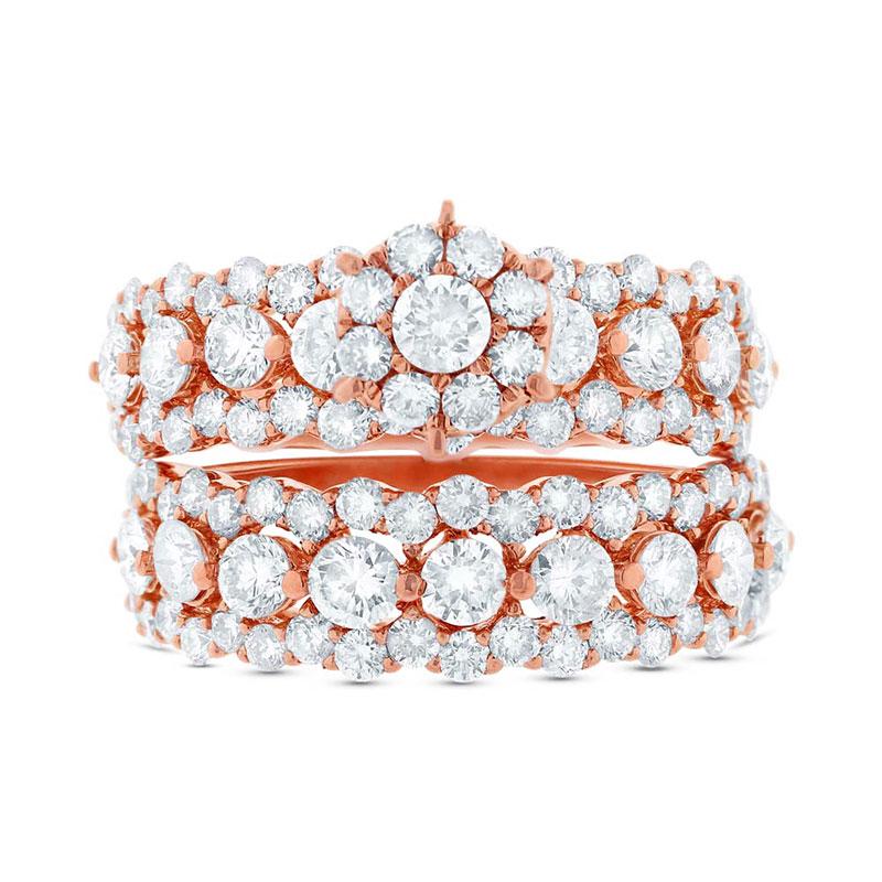 18k Rose Gold Diamond Wedding Set Cluster - 2.94ct