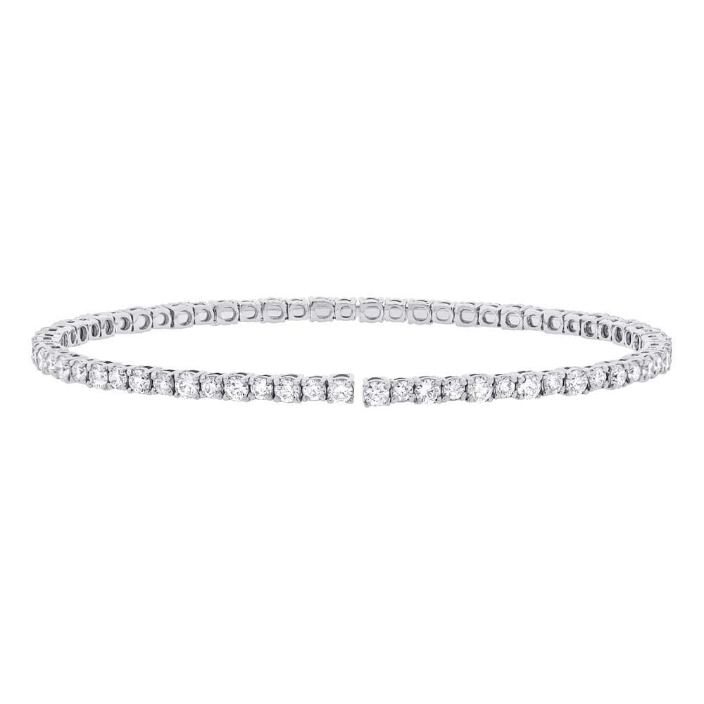 14k White Gold Diamond Bangle - 3.39ct