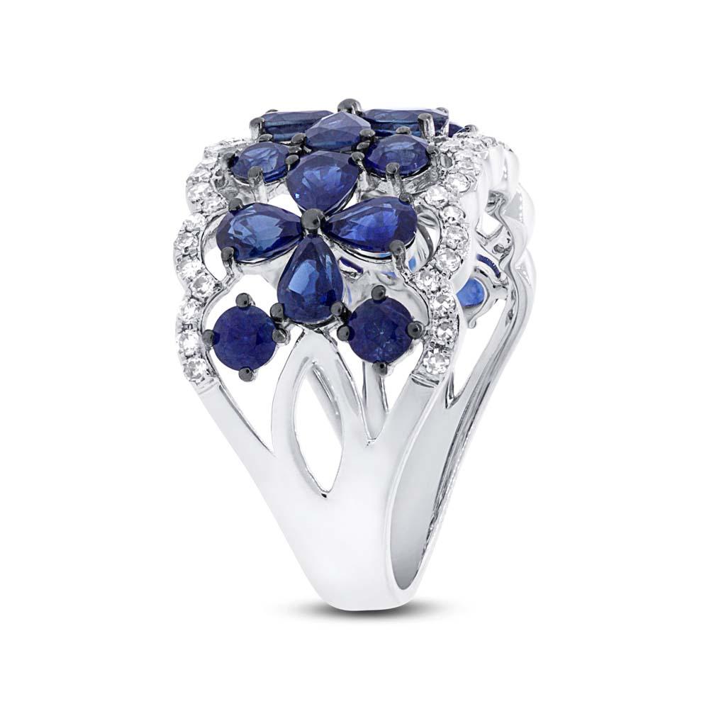 Diamond & 3.46ct Blue Sapphire 14k White Gold Ring - 0.36ct