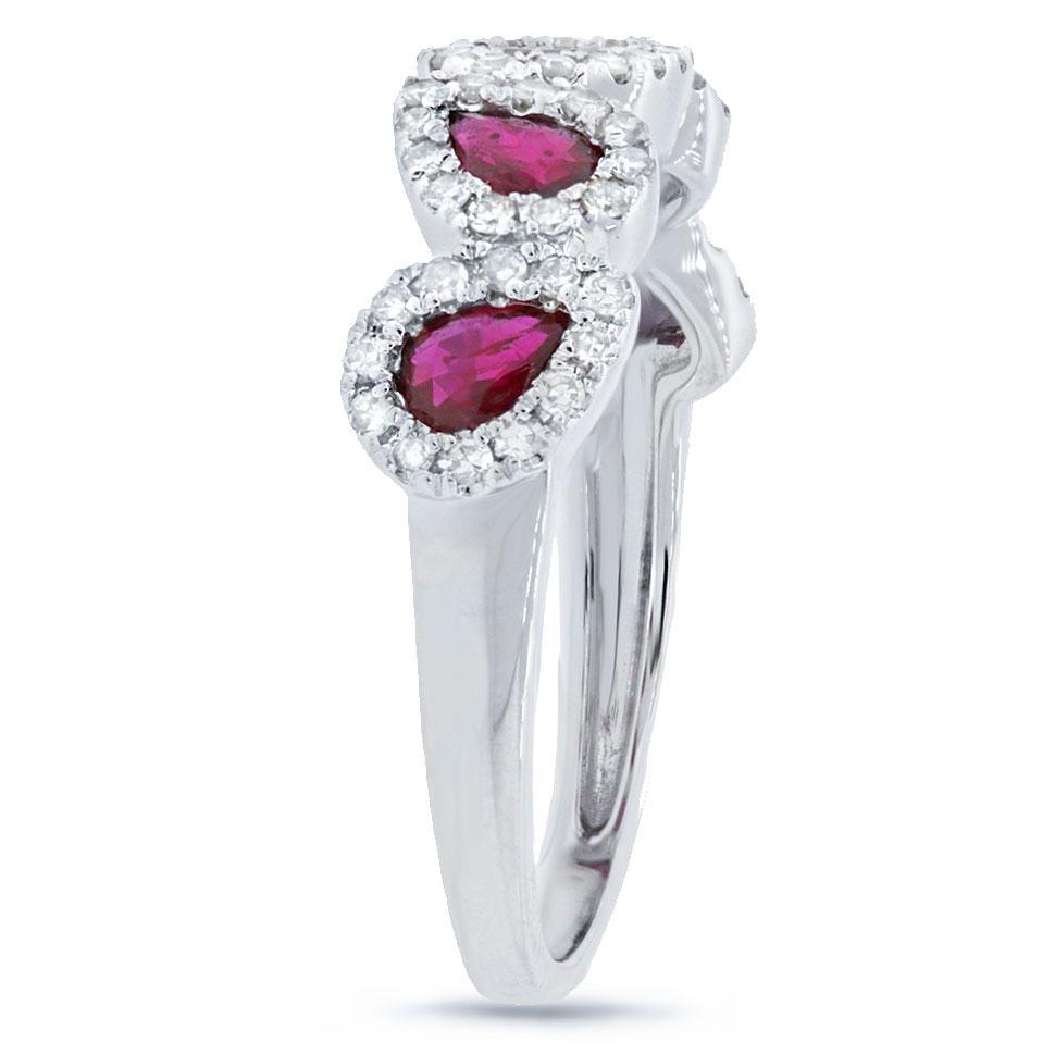 Diamond & 0.91ct Ruby 14k White Gold Ring - 0.32ct