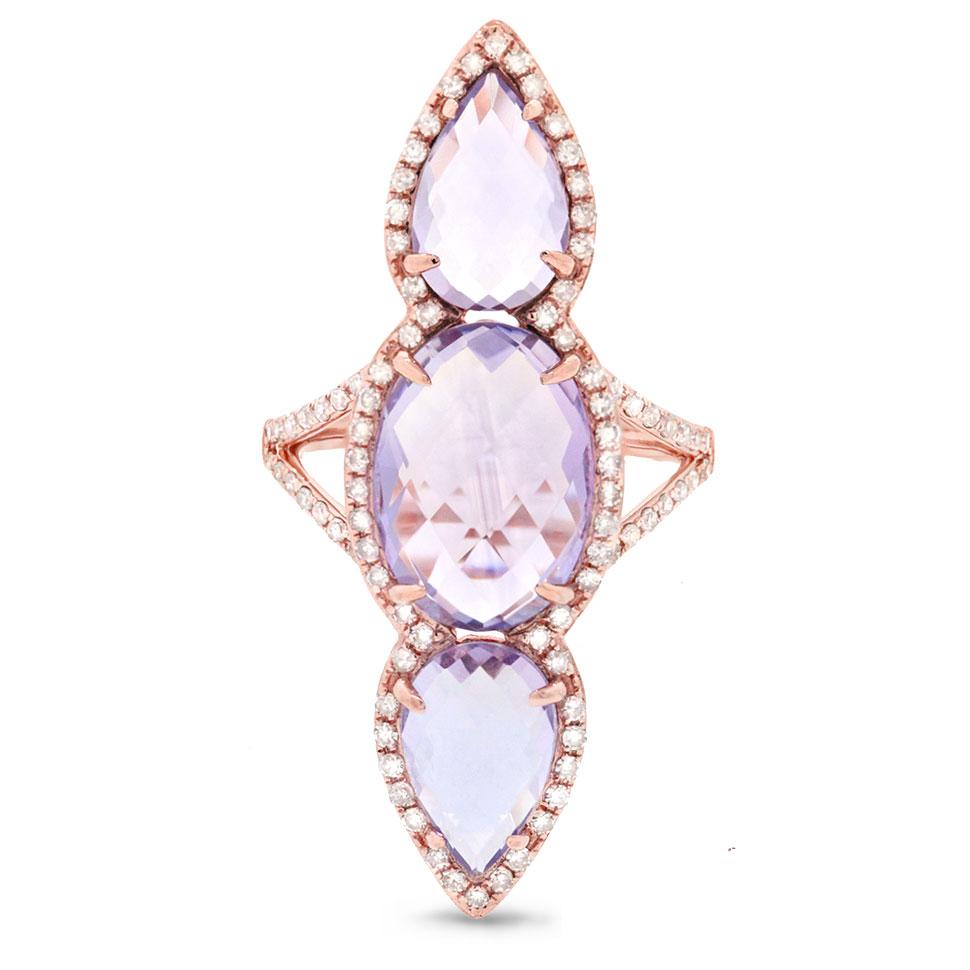 Diamond & 9.17ct Amethyst 14k Rose Gold Ring - 0.56ct