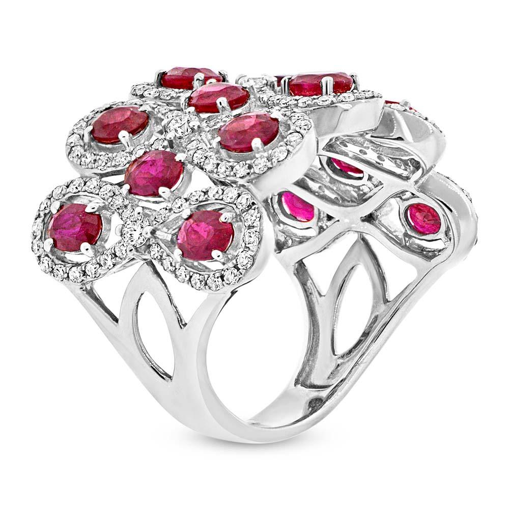 Diamond & 2.65ct Ruby 14k White Gold Ring - 0.92ct