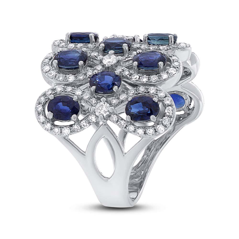Diamond & 3.61ct Blue Sapphire 14k White Gold Ring - 0.92ct