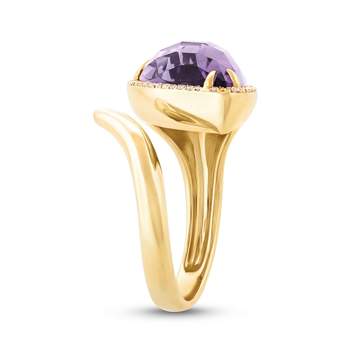 Diamond & 7.00ct Amethyst 14k Yellow Gold Ring - 0.15ct