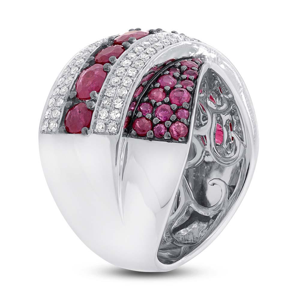 Diamond & 2.36ct Ruby 14k White Gold Ring - 0.57ct