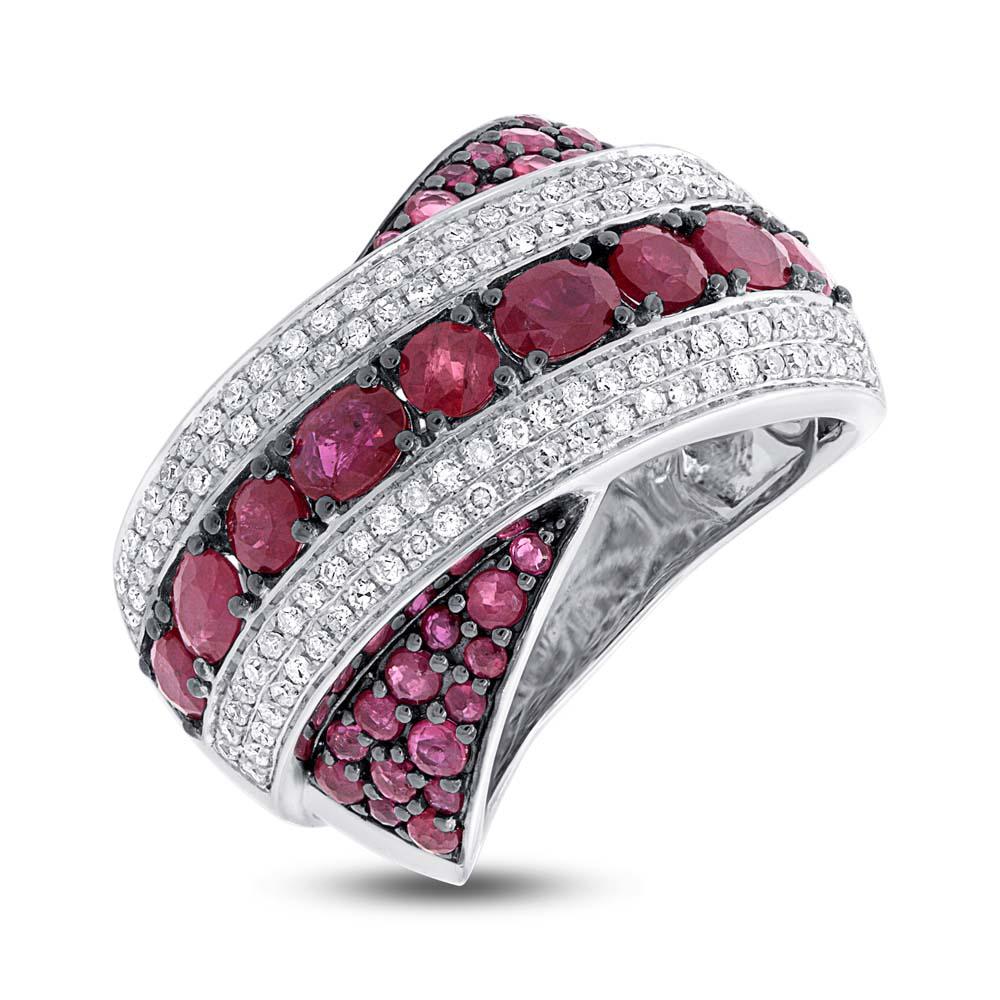 Diamond & 2.36ct Ruby 14k White Gold Ring - 0.57ct