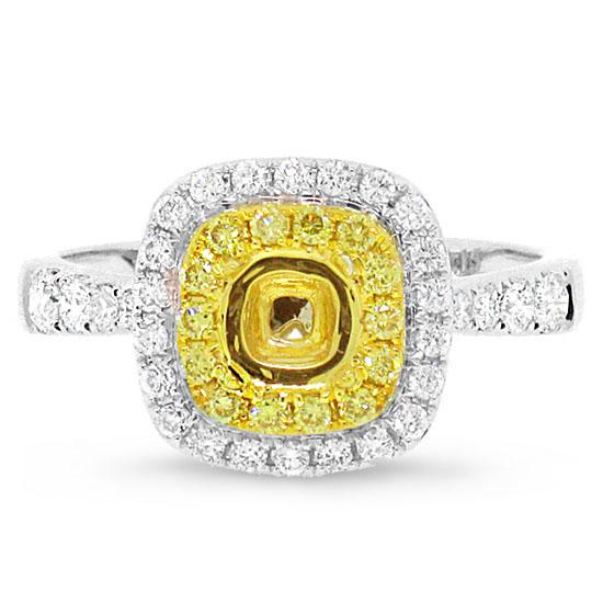 18k Two-tone Gold Natural Yellow Diamond Semi-mount Ring - 0.47ct