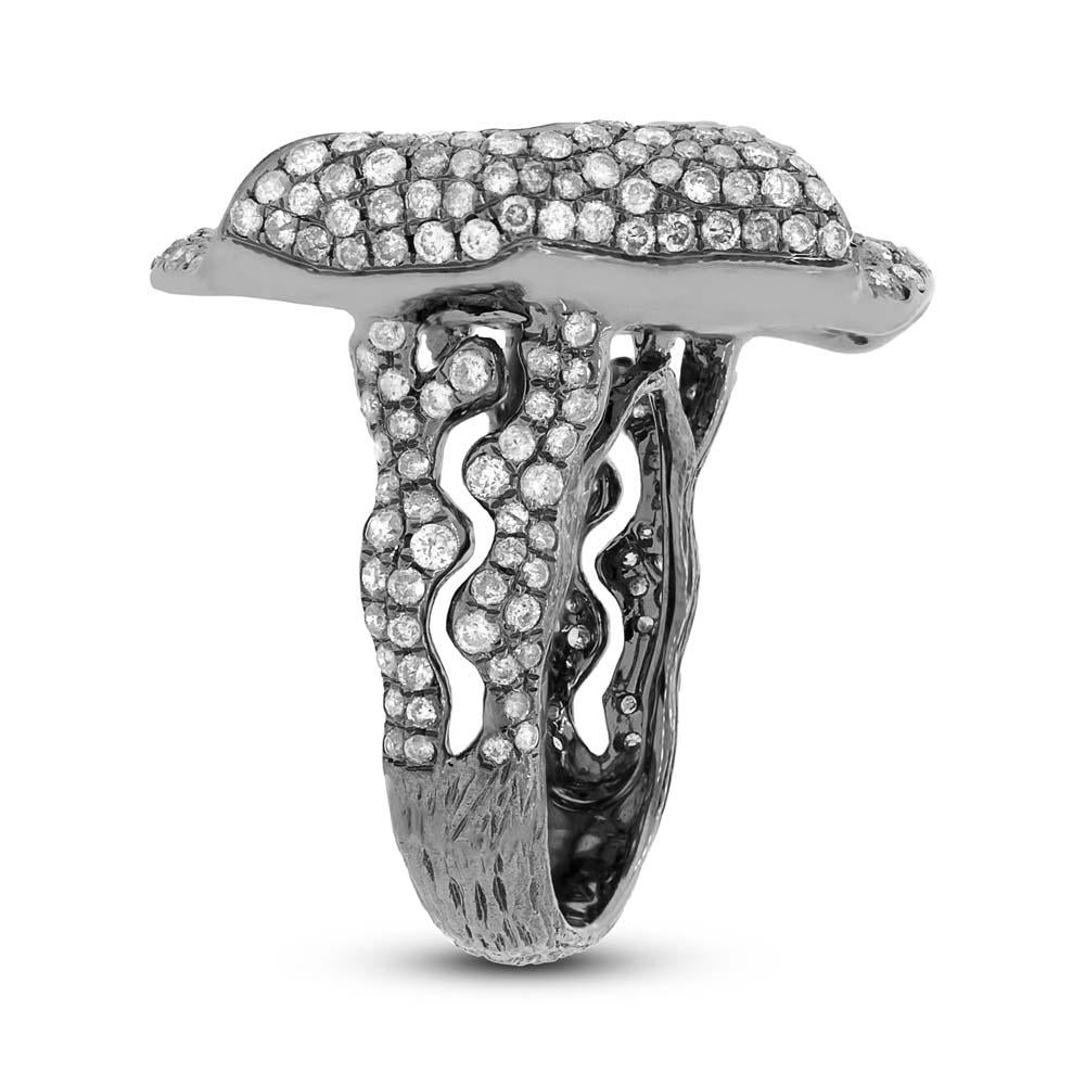 18k Black Rhodium Gold Fancy Diamond Ring - 4.37ct