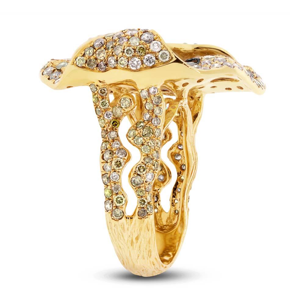 18k Yellow Gold Fancy Color Diamond Ring - 4.37ct