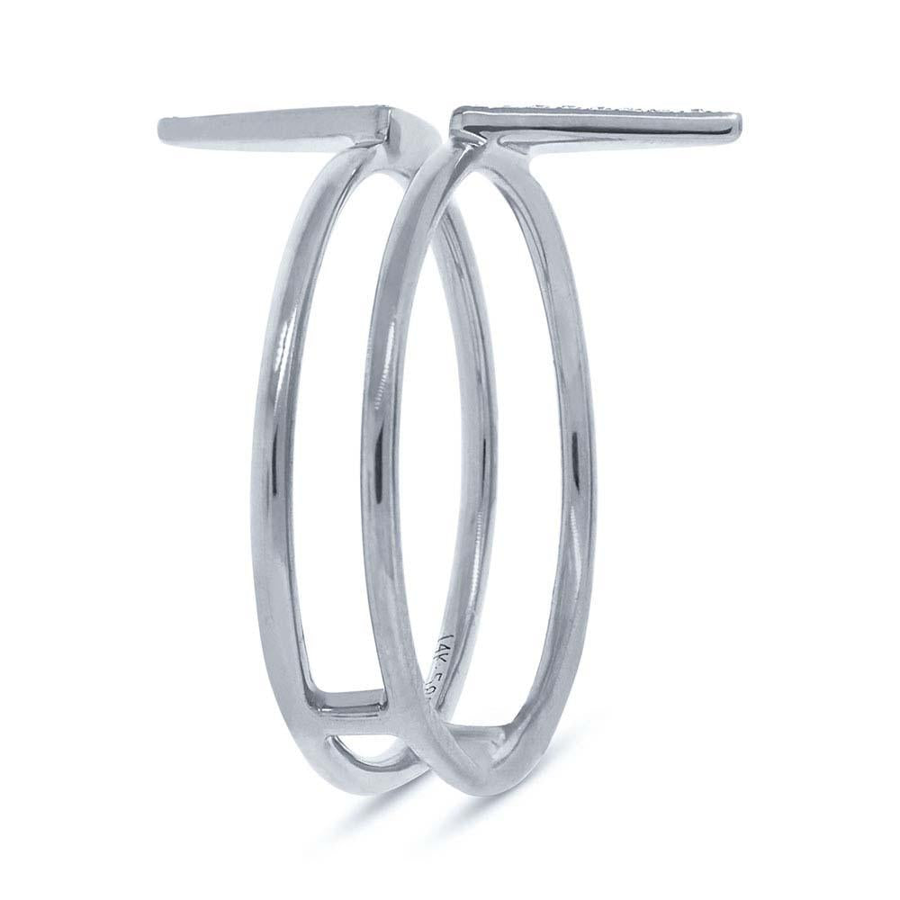 14k White Gold Diamond Pave Triangle Ring - 0.11ct