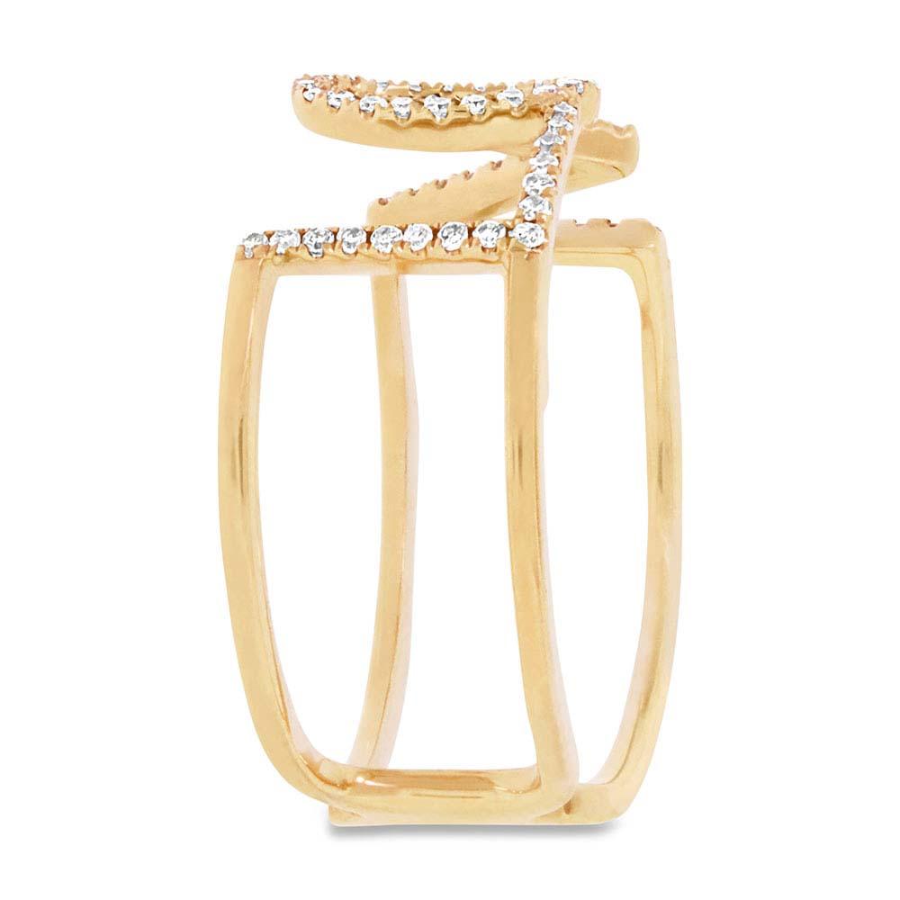 14k Yellow Gold Diamond ''Love'' Ring - 0.20ct