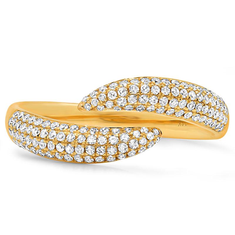14k Yellow Gold Diamond Pave Lady's Ring - 0.43ct