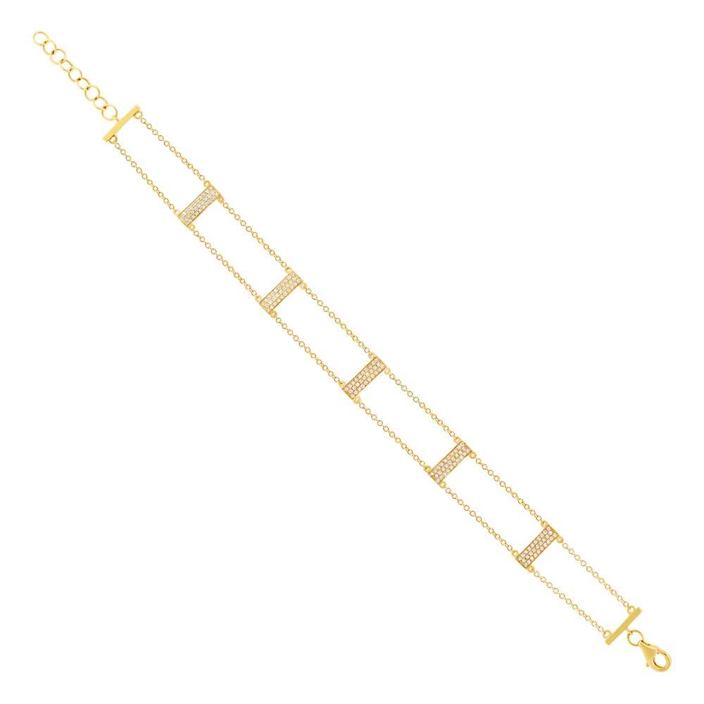 14k Yellow Gold Diamond Ladder Bracelet - 0.40ct