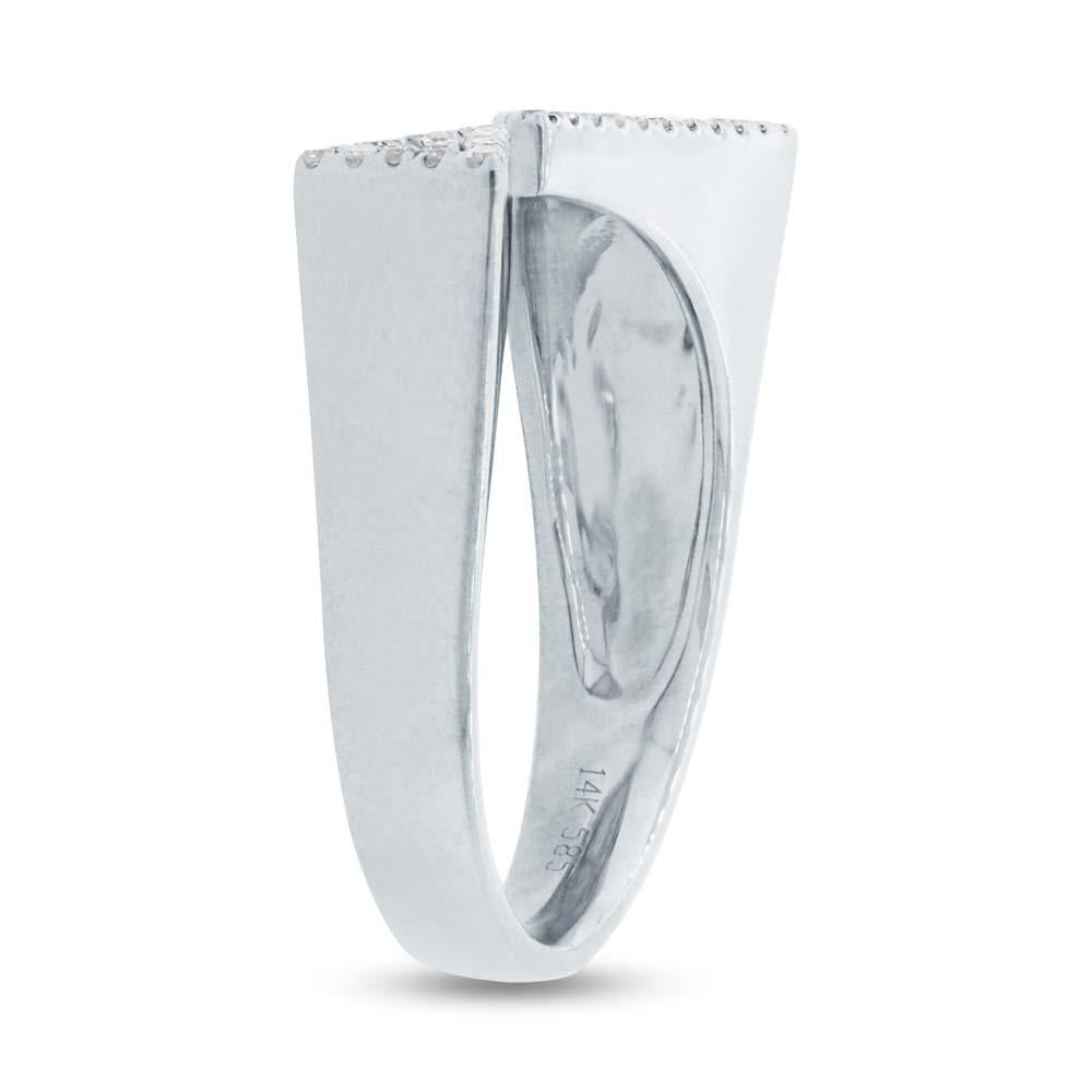 14k White Gold Diamond Pave Triangle Ring - 0.22ct