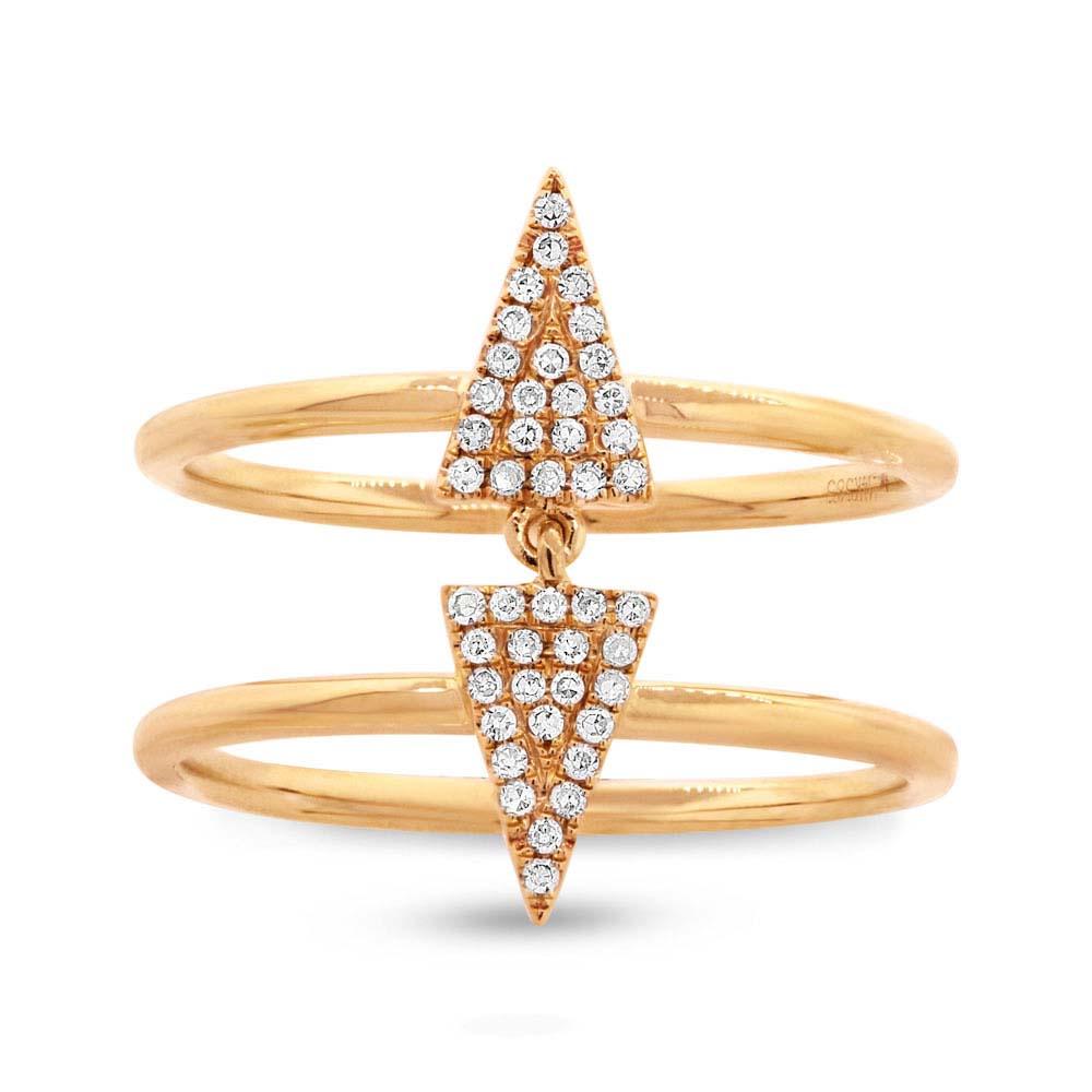14k Yellow Gold Diamond Pave Triangle Ring - 0.14ct