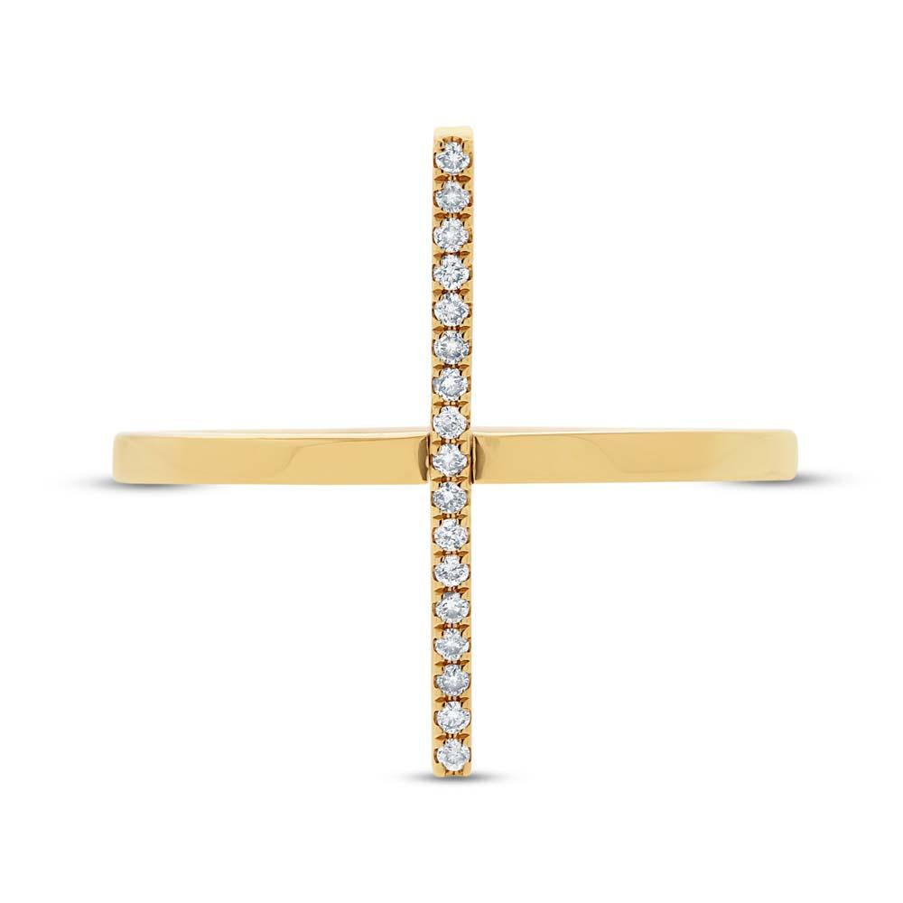 14k Yellow Gold Black & White Diamond Bar Lady's Ring Size 6