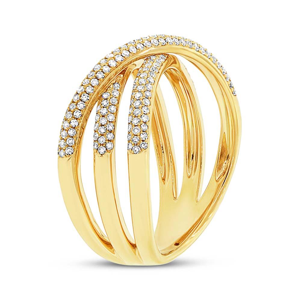 14k Yellow Gold Diamond Bridge Ring - 0.50ct