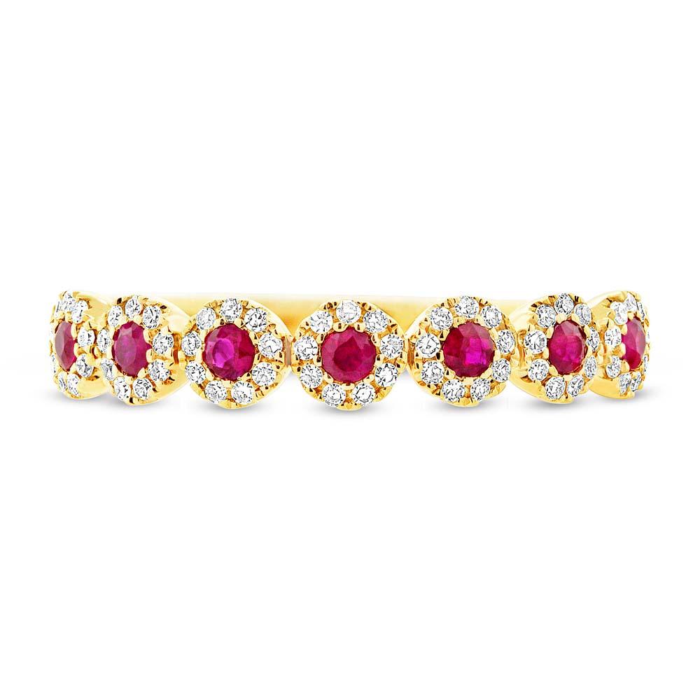 Diamond & 0.24ct Ruby 14k Yellow Gold Lady's Band
