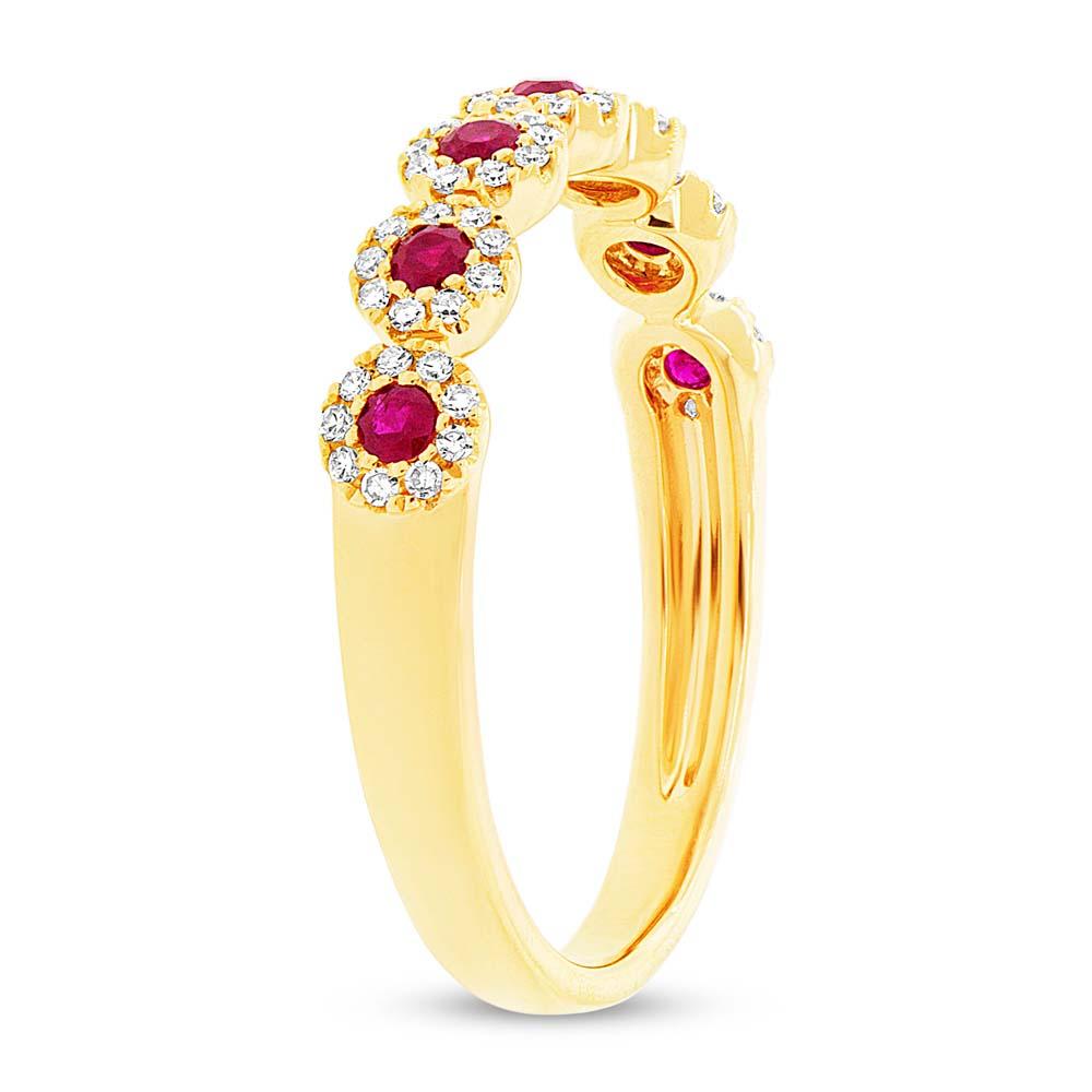Diamond & 0.24ct Ruby 14k Yellow Gold Lady's Band