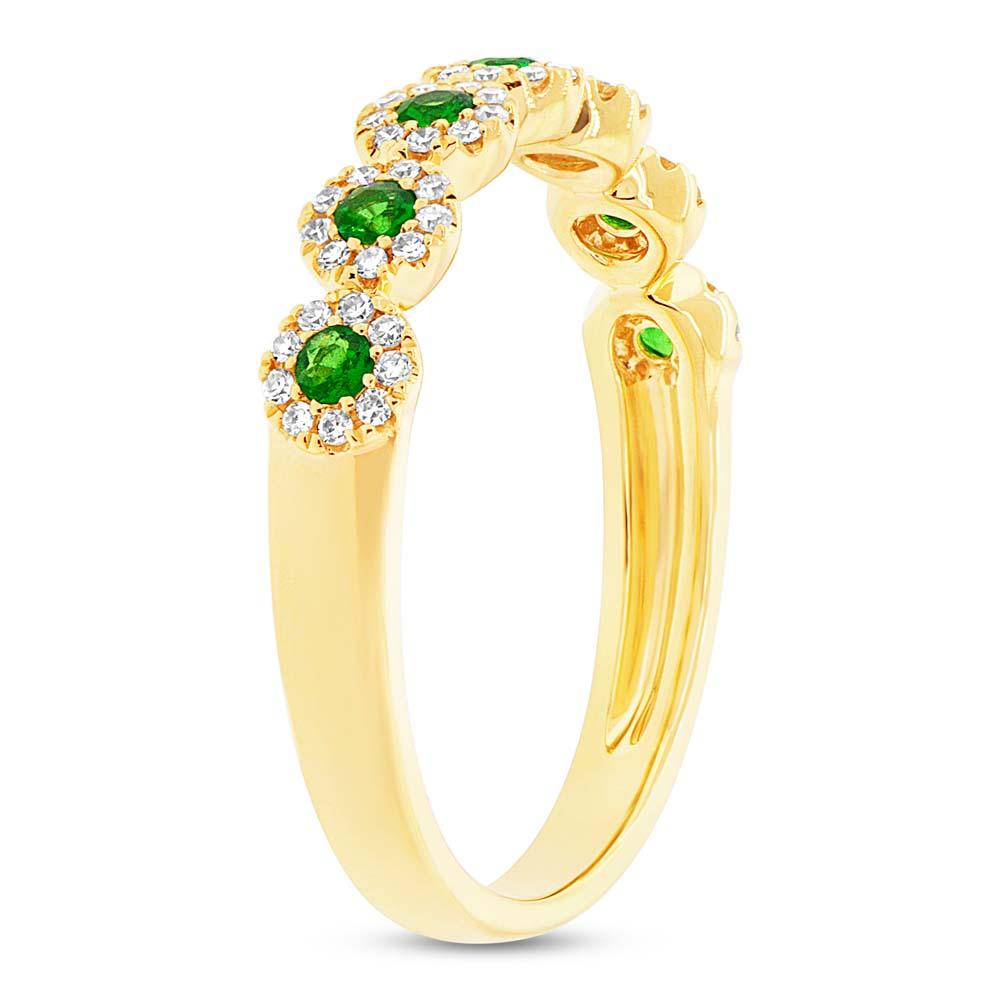 Diamond & 0.22ct Green Garnet 14k Yellow Gold Lady's Band