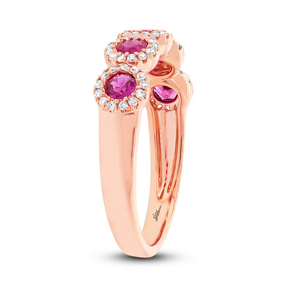 Diamond & 0.66ct Ruby 14k Rose Gold Band